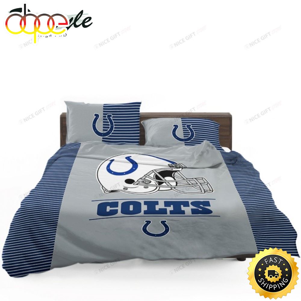 NFL Indianapolis Colts Grey Blue Bedding Set Zkn2r4