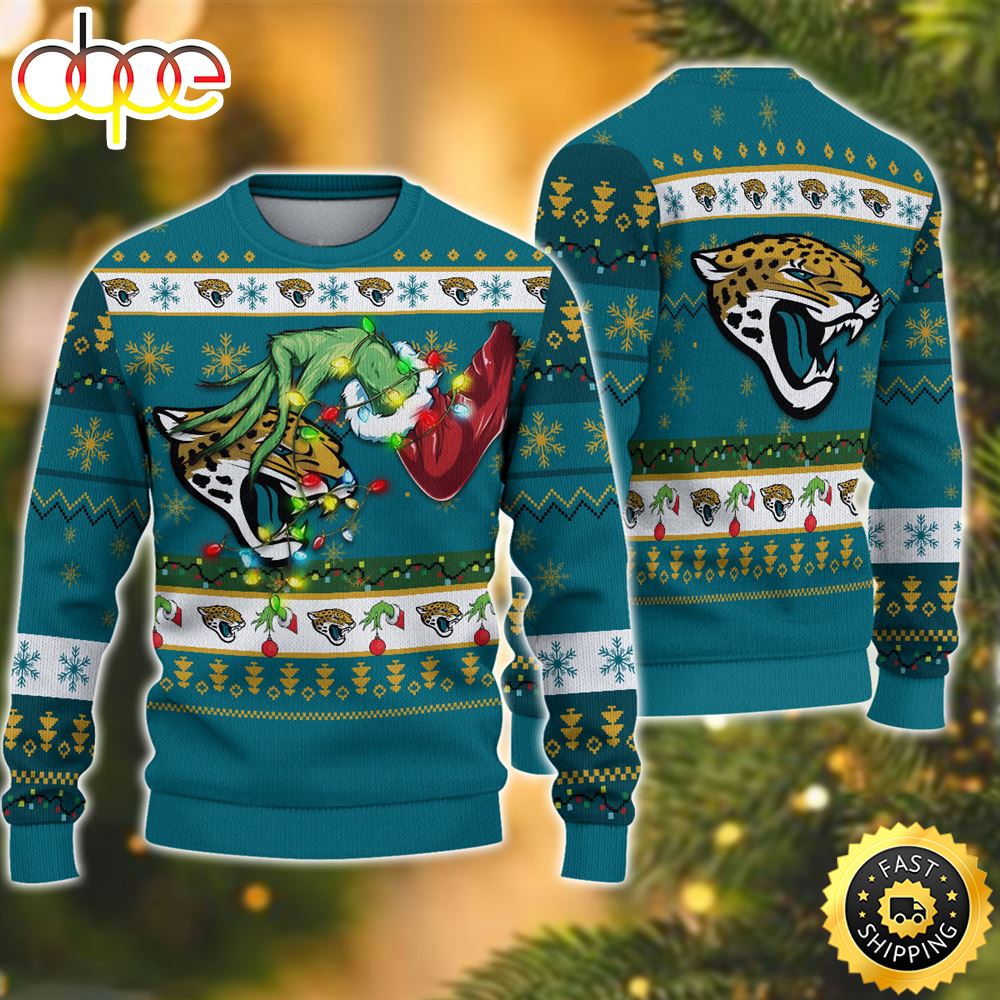 NFL Jacksonville Jaguars Grinch Christmas Ugly Sweater W3vtkj