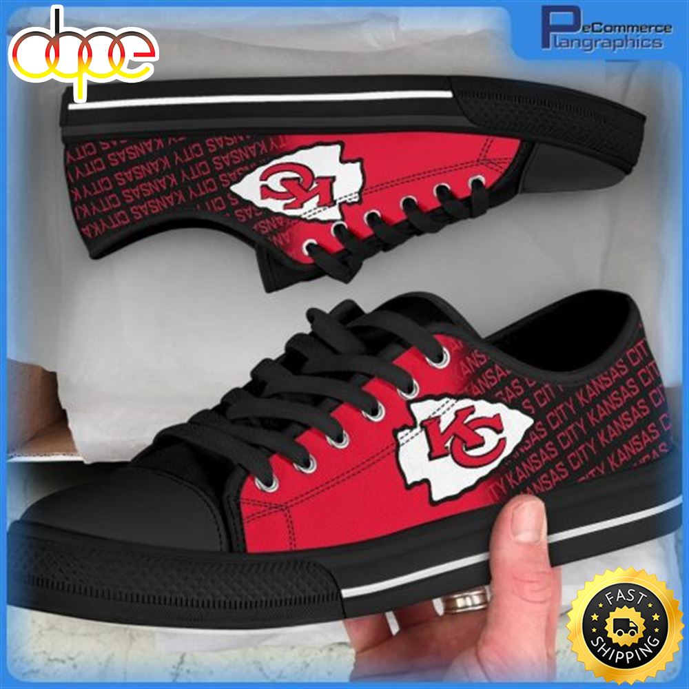 NFL Kansas City Chiefs Canvas Low Black Top Shoes Davdis