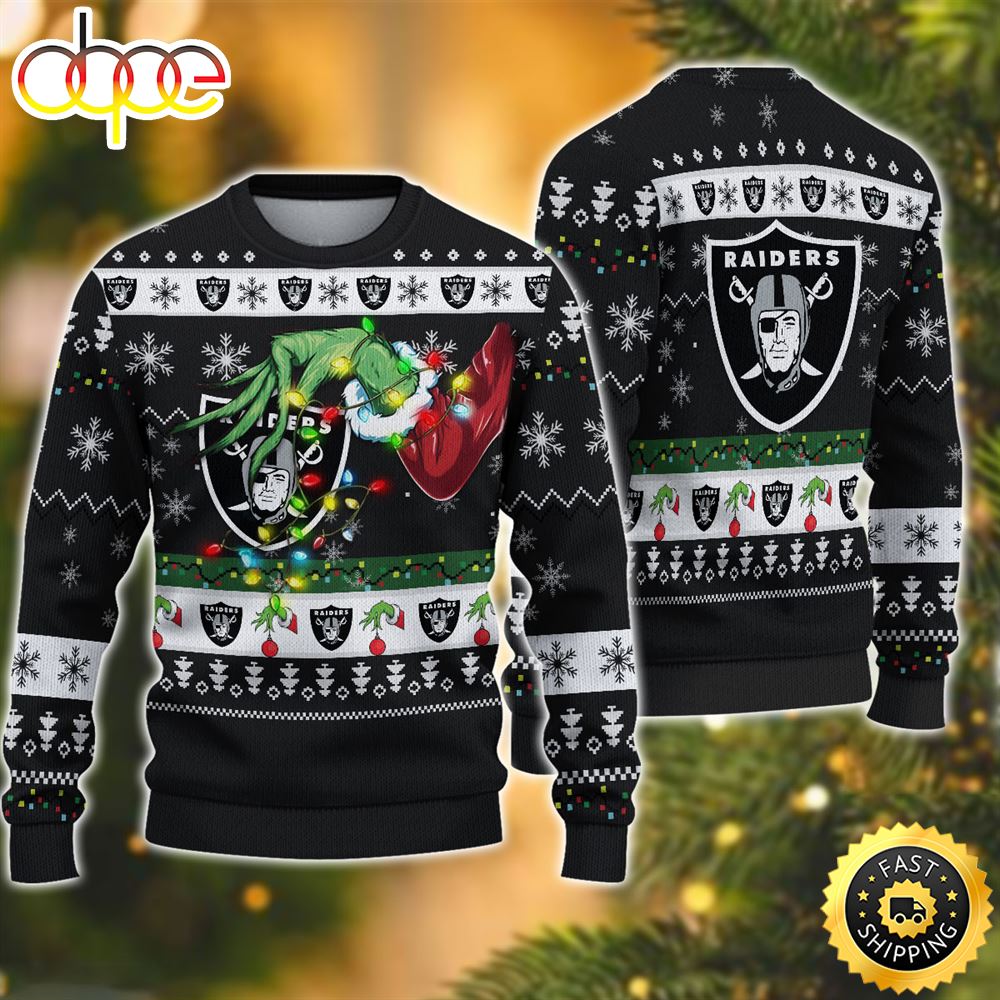 NFL Las Vegas Raiders Grinch Christmas Ugly Sweater X4dbep