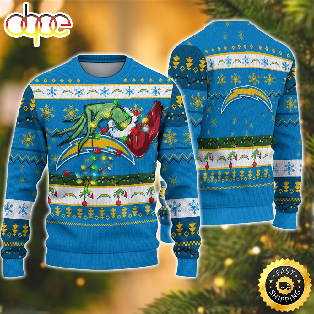 NFL Los Angeles Chargers Grinch Christmas Ugly Sweater Gmrm1g