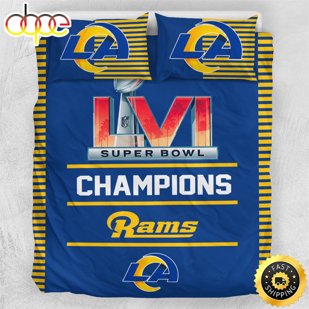 NFL Los Angeles Rams Super Bowl LVI Champions Bedding Set Upap1y