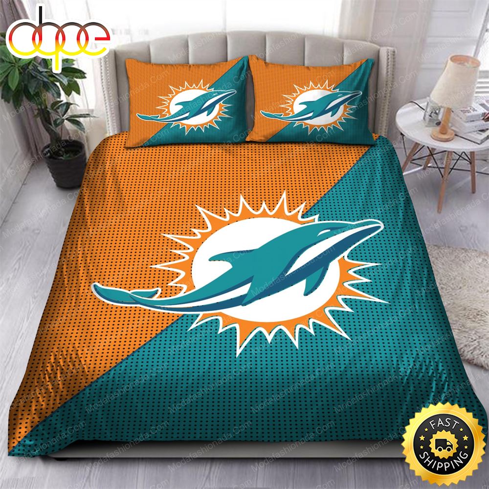 NFL Miami Dolphins Aqua Orange Bedding Set N2phvk