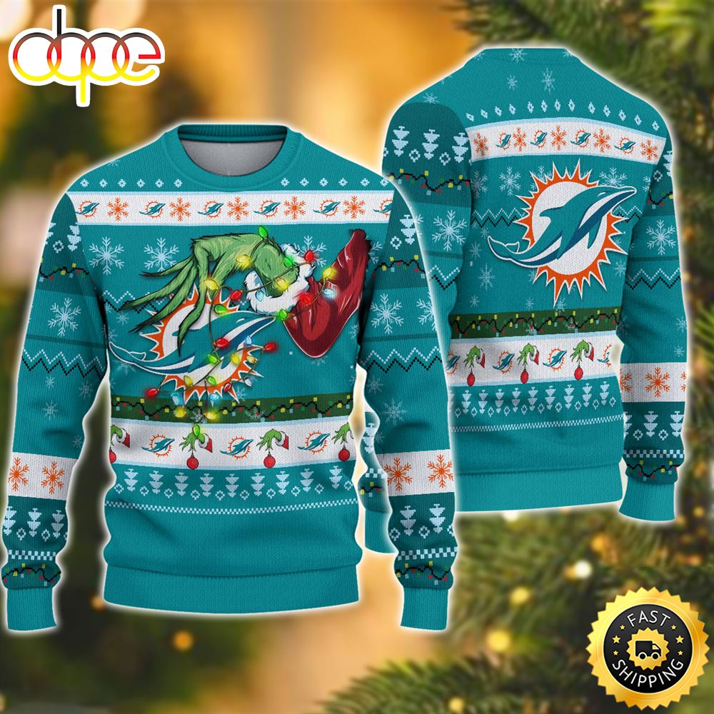 NFL Miami Dolphins Grinch Christmas Ugly Sweater Focl5x