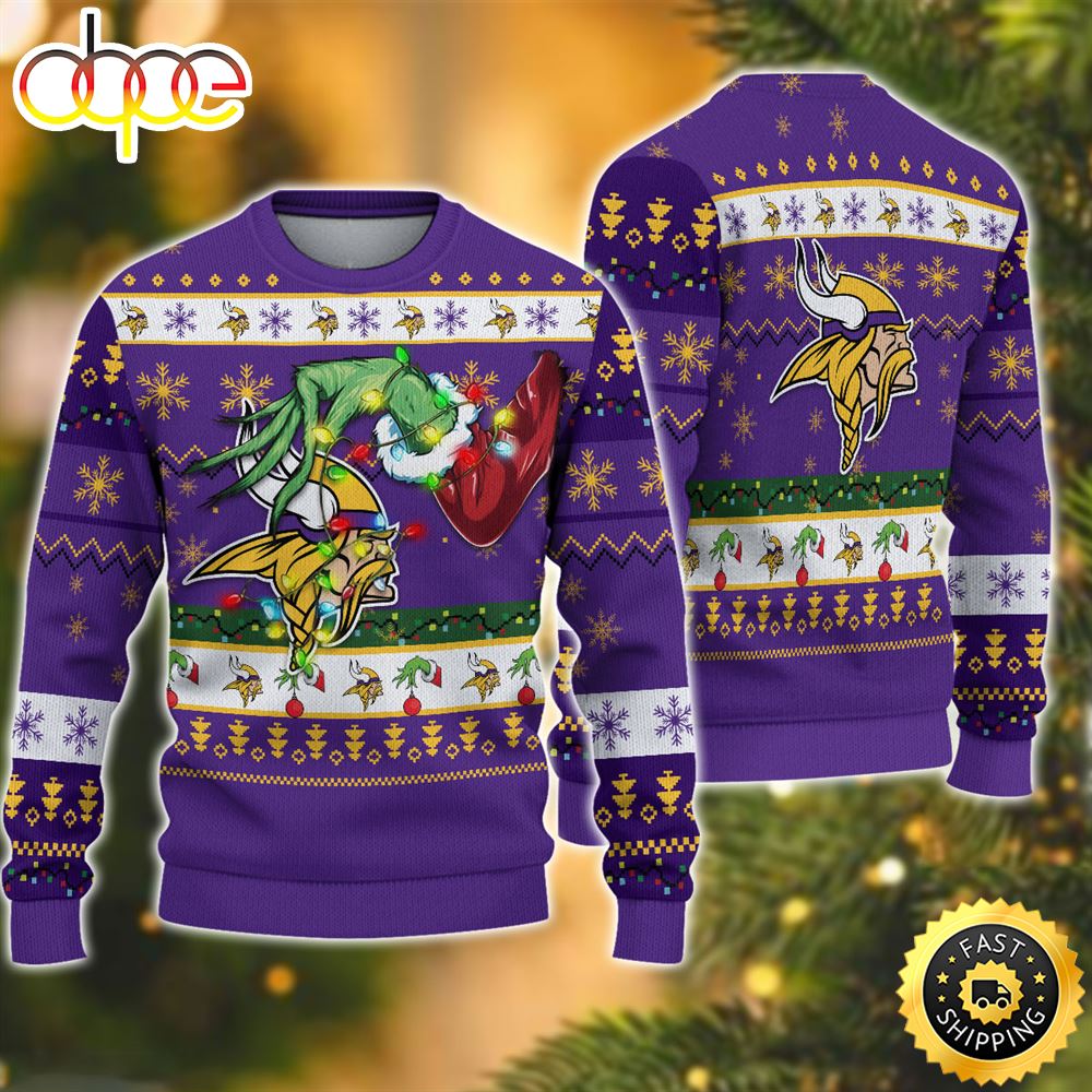 NFL Minnesota Vikings Grinch Christmas Ugly Sweater Fctrla