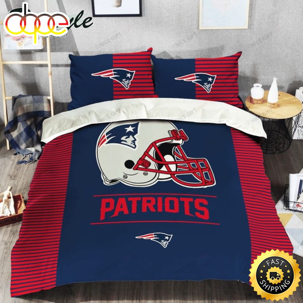 NFL New England Patriots Dark Blue Red Logo Bedding Set S1wtbb