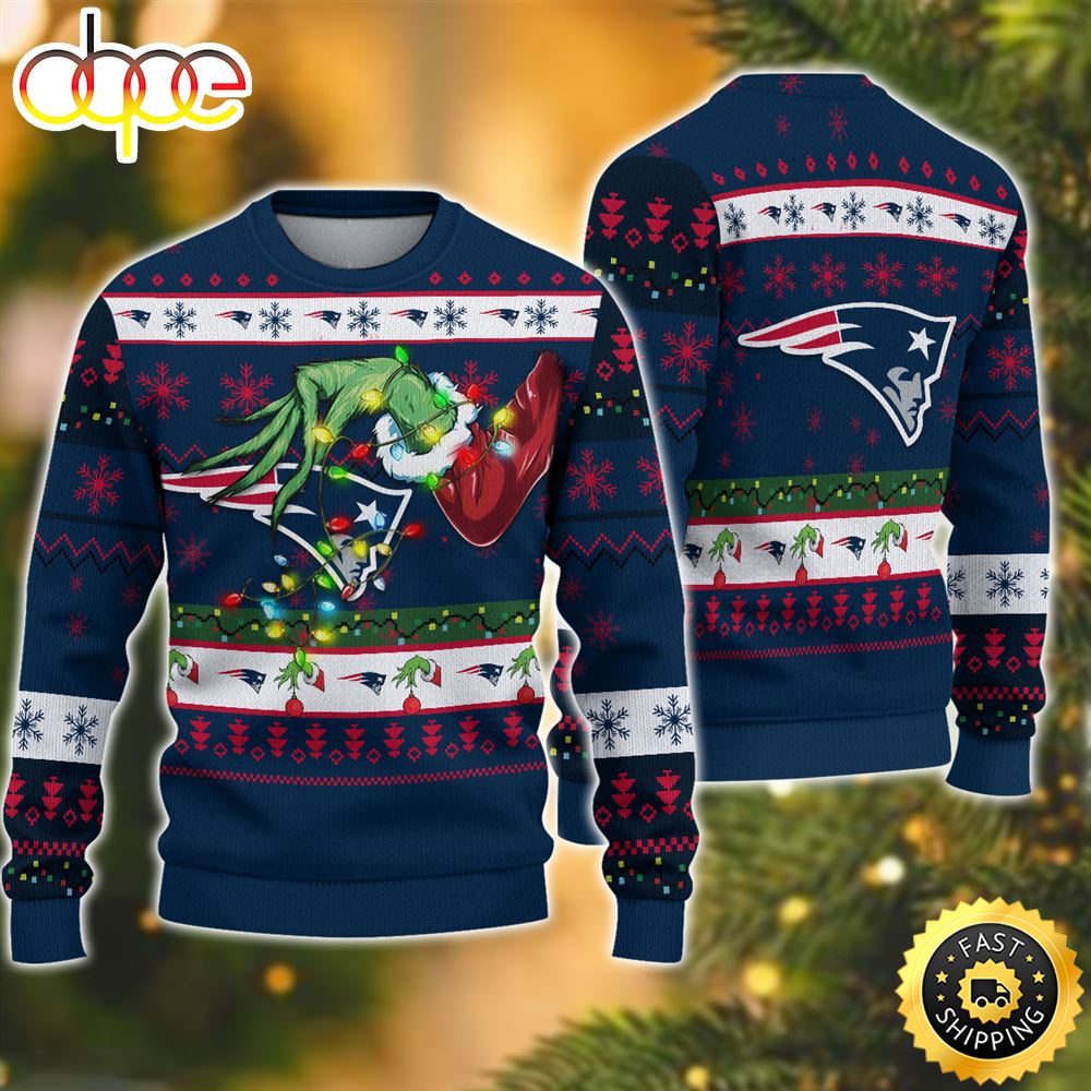 NFL New England Patriots Grinch Christmas Ugly Sweater Tdus33