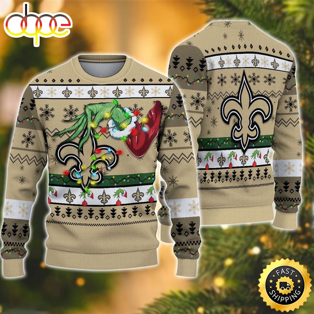 NFL New Orleans Saints Grinch Christmas Ugly Sweater Ycrqwo