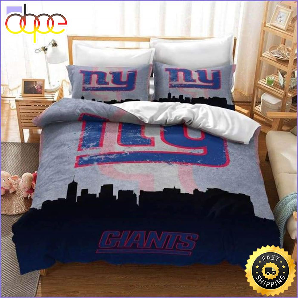 NFL New York Giants Black Grey Bedding Set Nmekww
