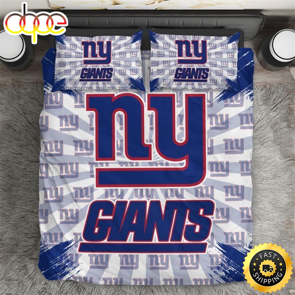 NFL New York Giants Grey Blue Bedding Set Uw67my