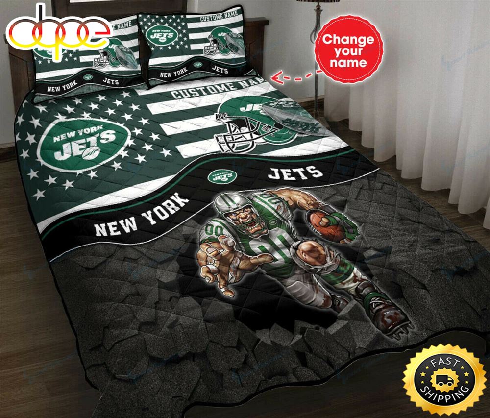 NFL New York Jets Custom Name Mascot Bedding Set Acrc6z