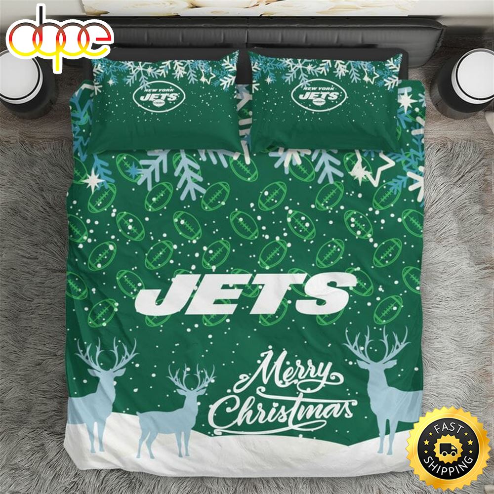NFL New York Jets Green Christmas Bedding Set V2 Bvendj