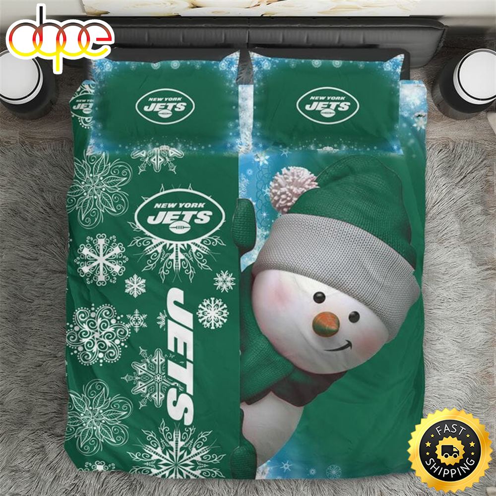 NFL New York Jets Green Christmas Bedding Set Zvnbpf