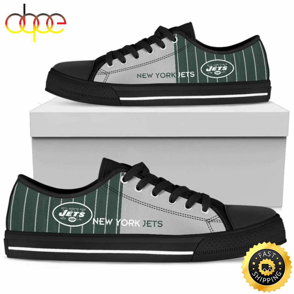 NFL New York Jets Green Grey Low Top Black Shoes Pewgwm