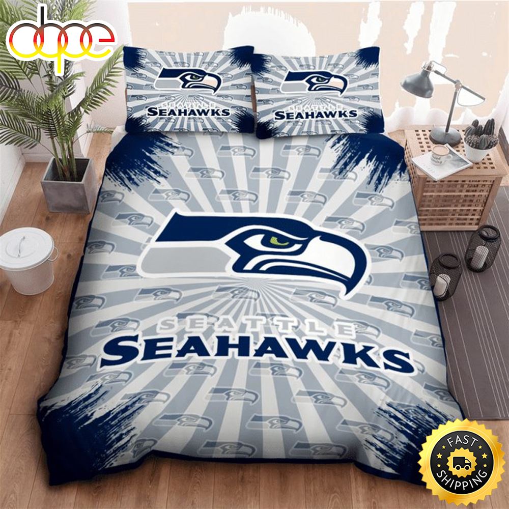 NFL Seattle Seahawks Grey Navy Bedding Set Dlqxvi