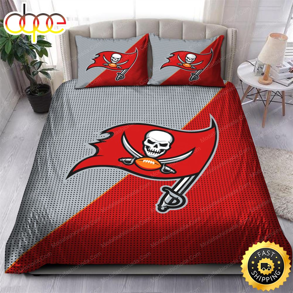 NFL Tampa Bay Buccaneers Grey Red Bedding Set Vyxixy
