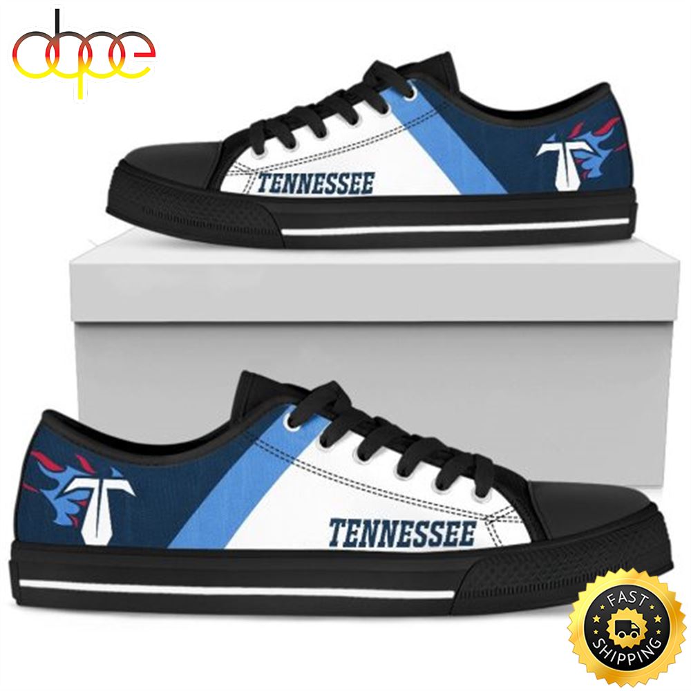 NFL Tennessee Titans White Navy Blue Low Top Black Shoes Dpdjsf