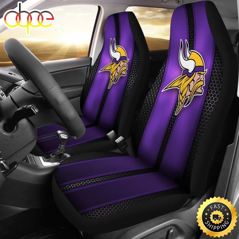 Ncredible Line Pattern Minnesota Vikings Logo Car Seat Covers Ci8ozn