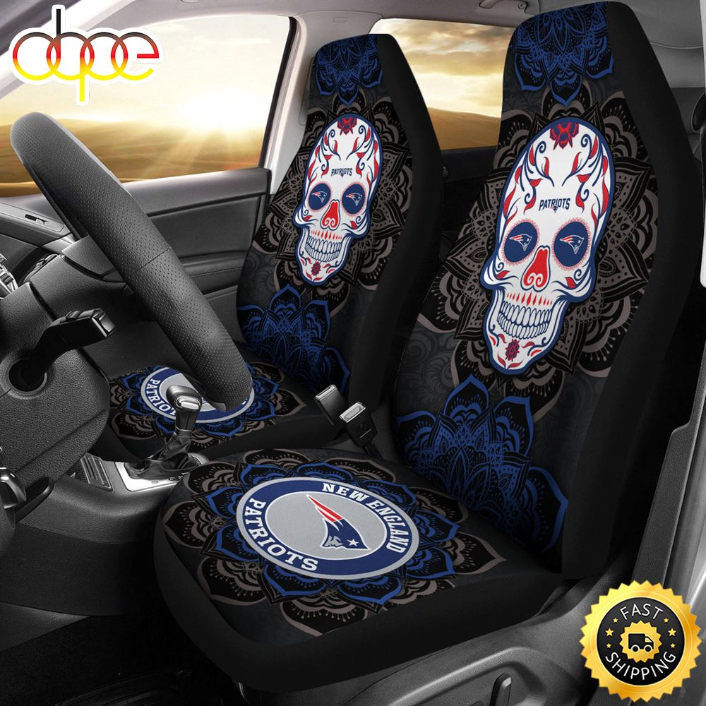 New England Patriots Car Seat Covers Nfl Skull Mandala For Fan W5sslk