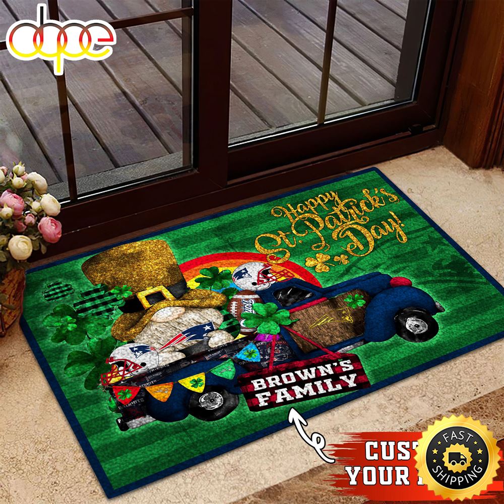 New England Patriots NFL Custom Doormat For The Celebration Of Saint Patrick S Day Gsyd0h