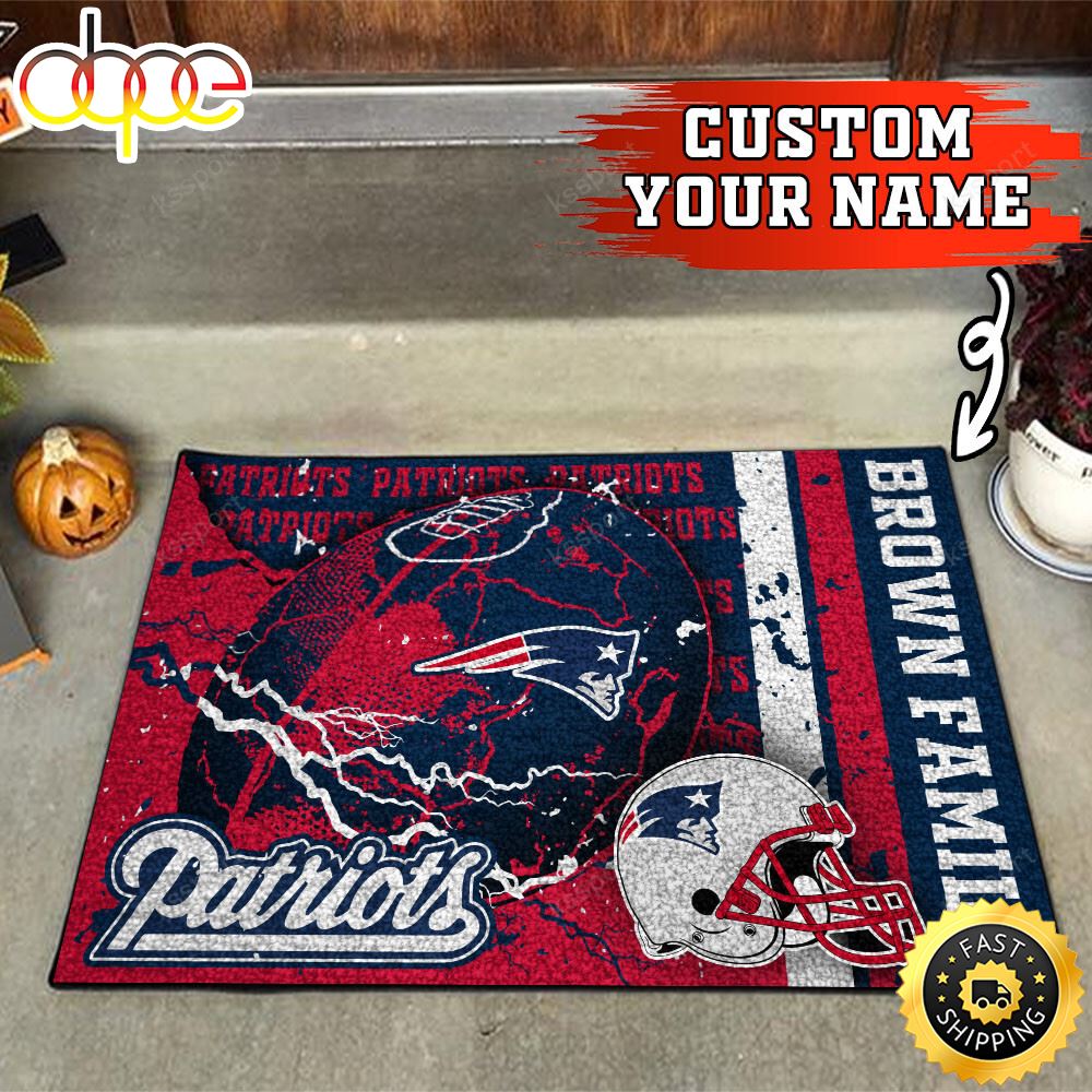 New England Patriots NFL Custom Your Name Doormat Xz4twr