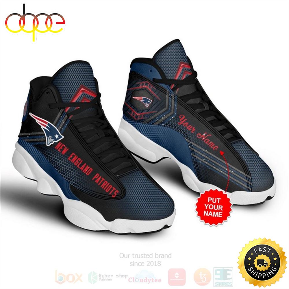 New England Patriots Nfl Custom Name Air Jordan 13 Shoes Ajabwa