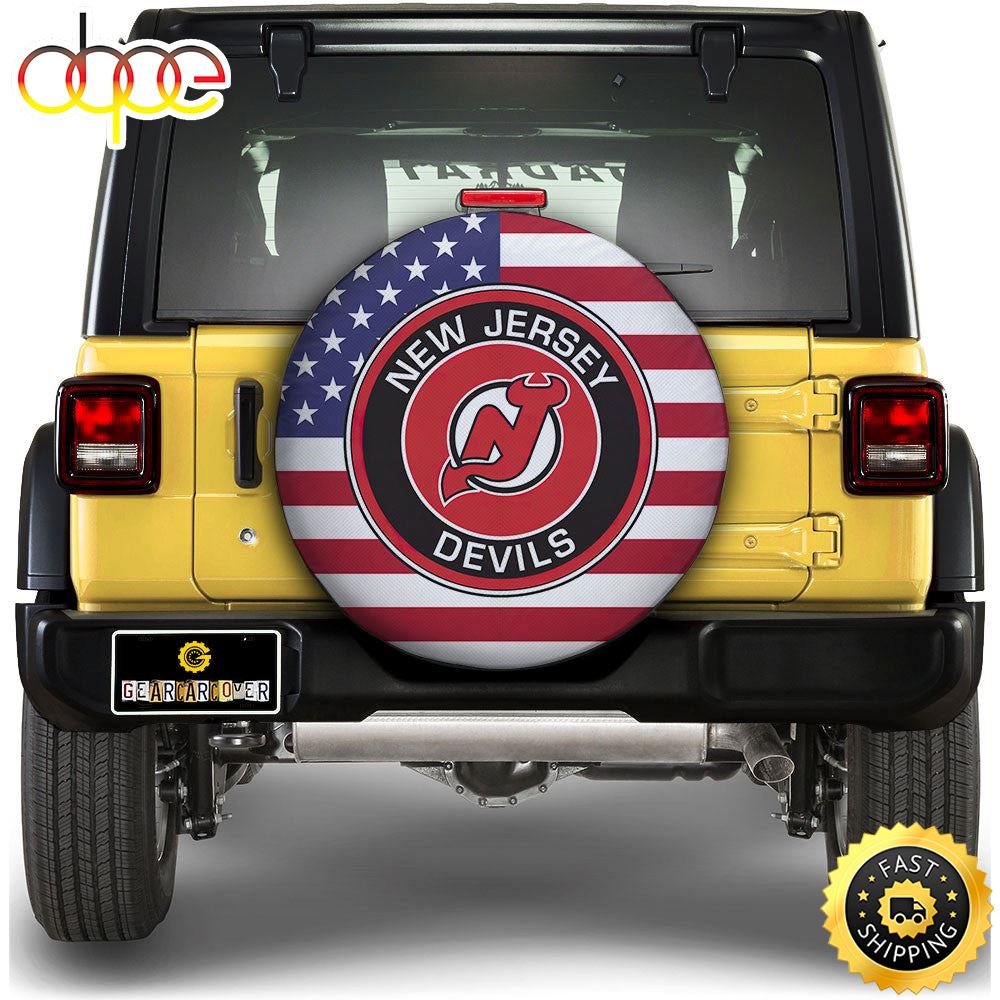 New Jersey Devils Spare Tire Covers Custom US Flag Style Ufmmat