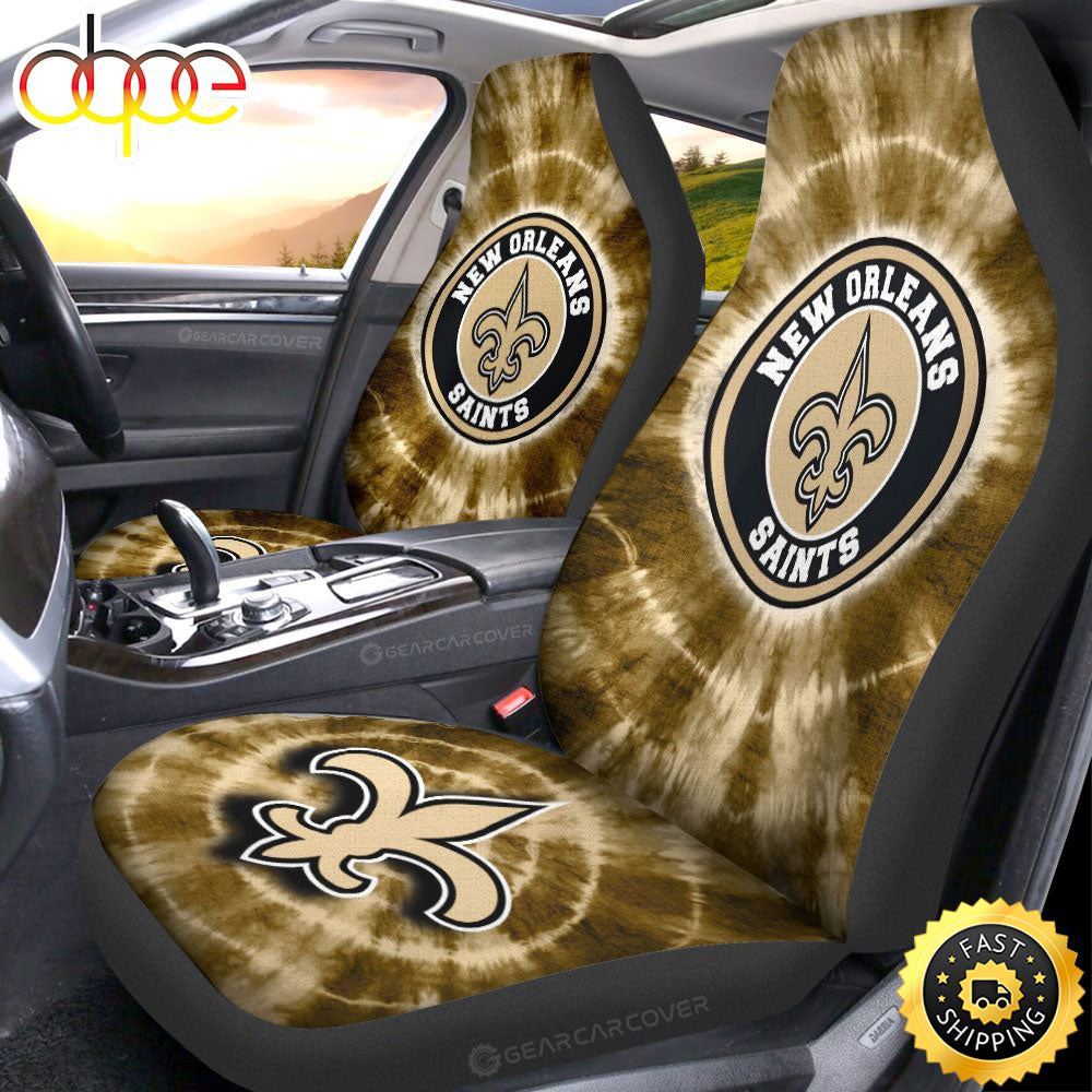 New Orleans Saints Car Seat Covers Custom Tie Dye Car Accessories Ldhu2t