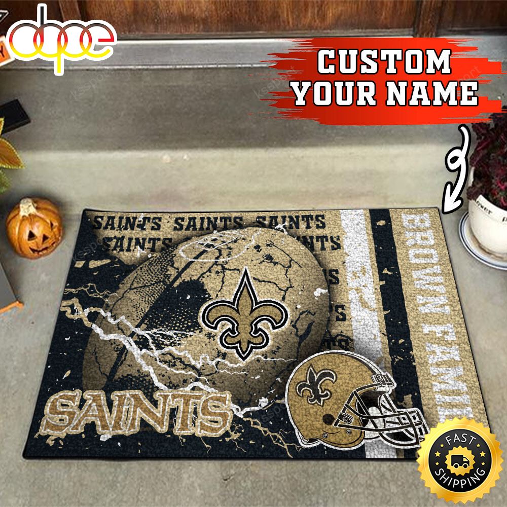 New Orleans Saints NFL Custom Your Name Doormat Bu6puv