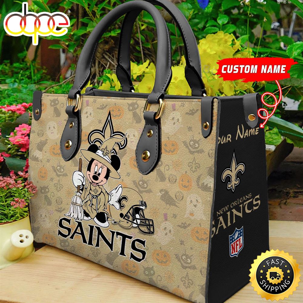 New Orleans Saints NFL Minnie Halloween Women Leather Hand Bag Vjahxj