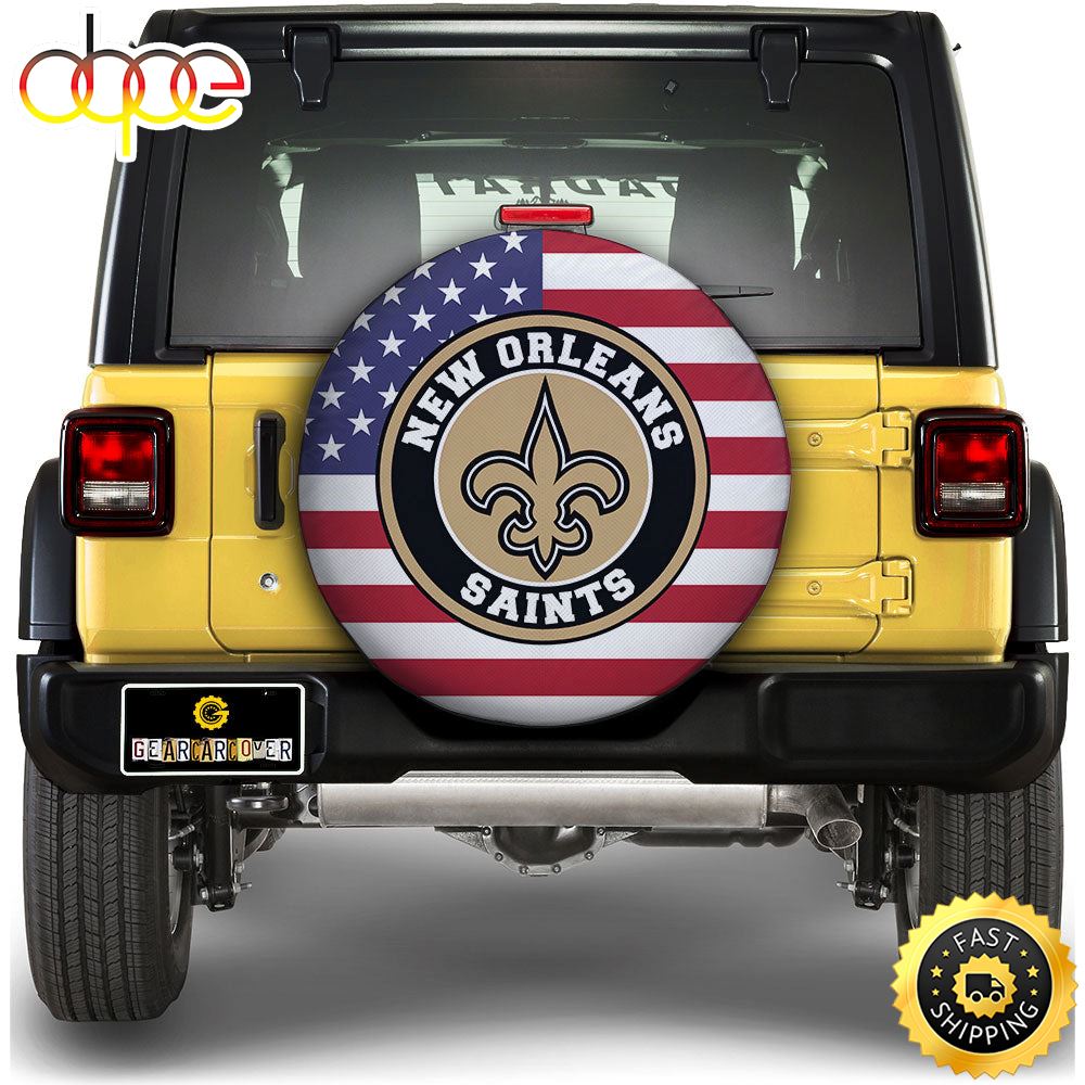 New Orleans Saints Spare Tire Covers Custom US Flag Style Uonhro