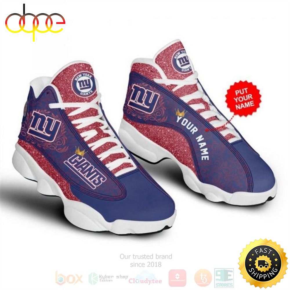New York Giants Football Nfl Custom Name Red Air Jordan 13 Shoes Tf12tw