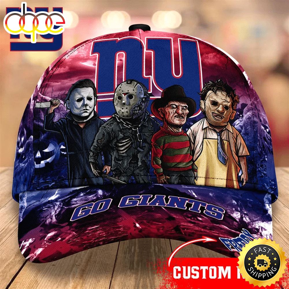 New York Giants Nfl Personalized Trending Cap Mixed Horror Movie Characters Sj4ykh
