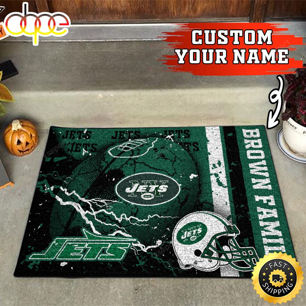 New York Jets NFL Custom Your Name Doormat Sydb2m