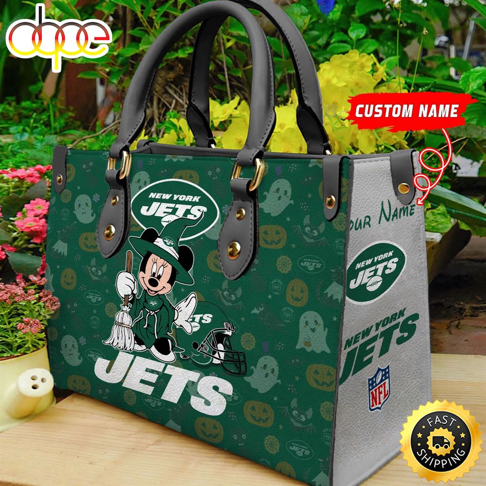 New York Jets NFL Minnie Halloween Women Leather Hand Bag Npfv4c
