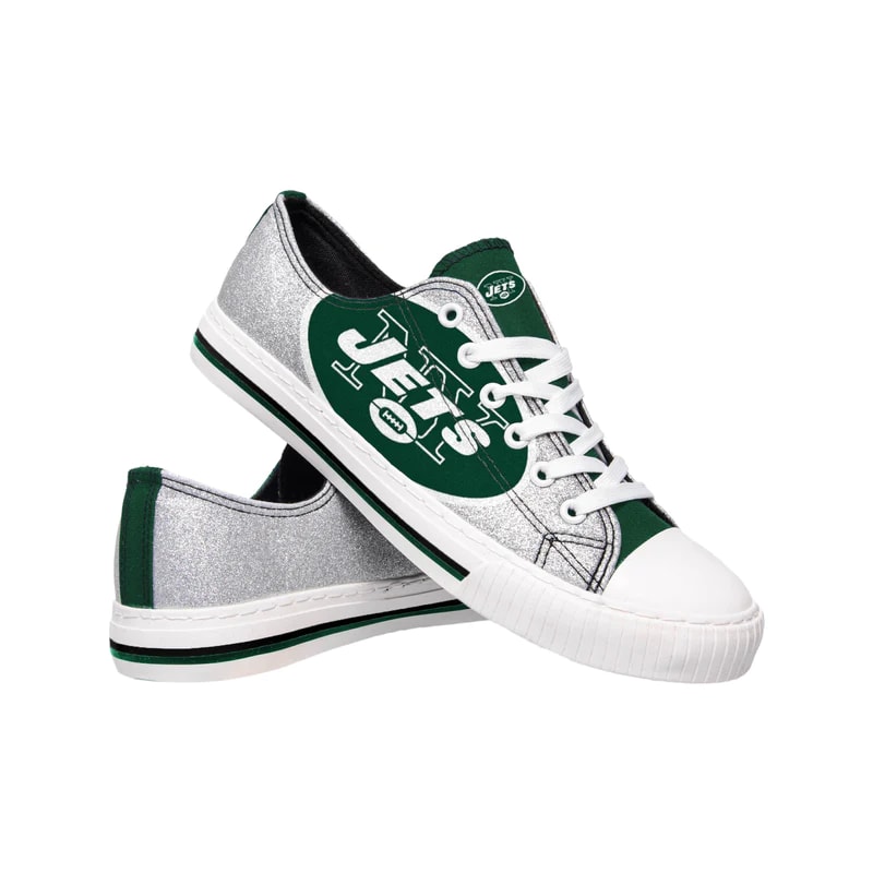 New York Jets NFL Womens 1998 2018 Glitter Low Top Canvas Shoes Frkaza