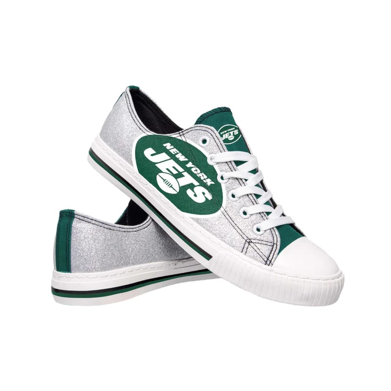 New York Jets Nfl Womens Glitter Low Top Canvas Shoes Gflvkl