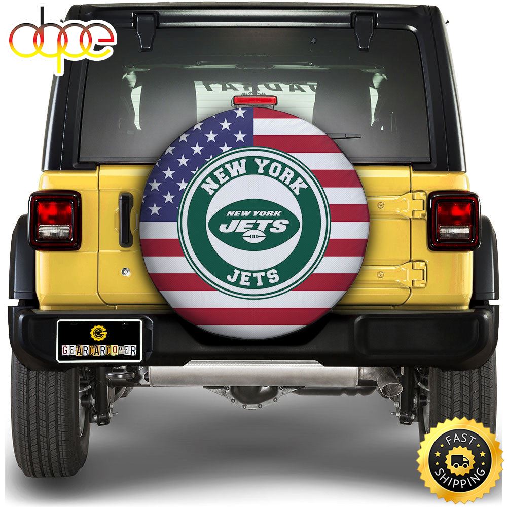 New York Jets Spare Tire Covers Custom US Flag Style Dvyyla