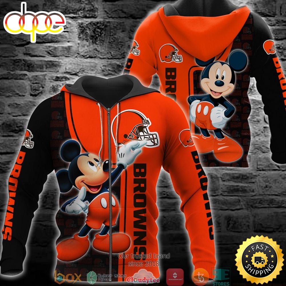 Nfl Cleveland Browns Mickey Mouse Disney 3d Full Printing Shirt Vnce3a