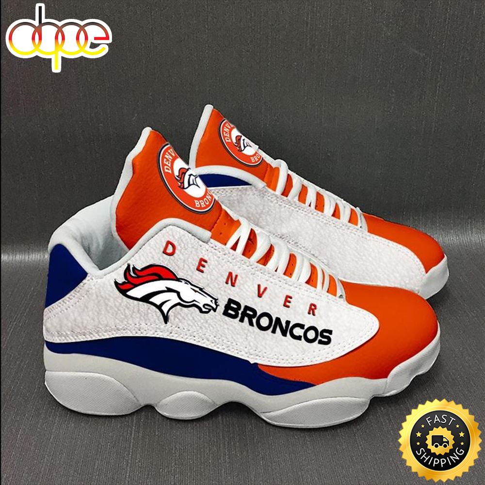 Nfl Denver Broncos Logo Team Air Jordan 13 Sneaker Shoes Qtsy3z