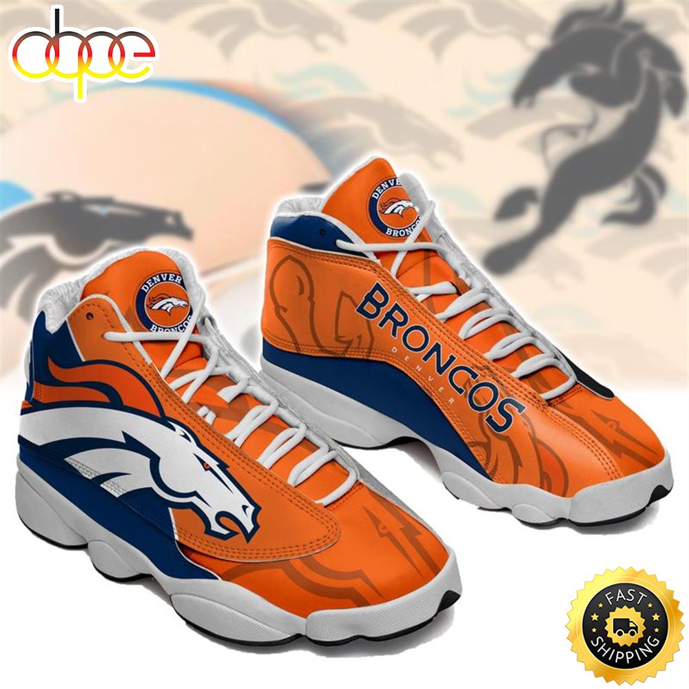 Nfl Denver Broncos Orange Air Jordan 13 Sneaker Shoes Afxbjh