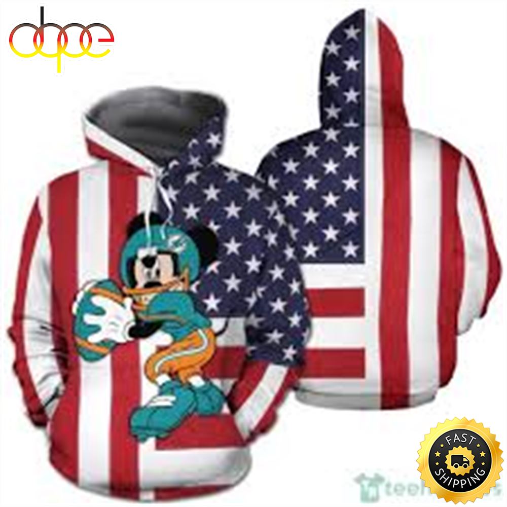 Nfl Miami Dolphins Hoodie American Flag Disney Mickey 3d Hoodie Ihtawn