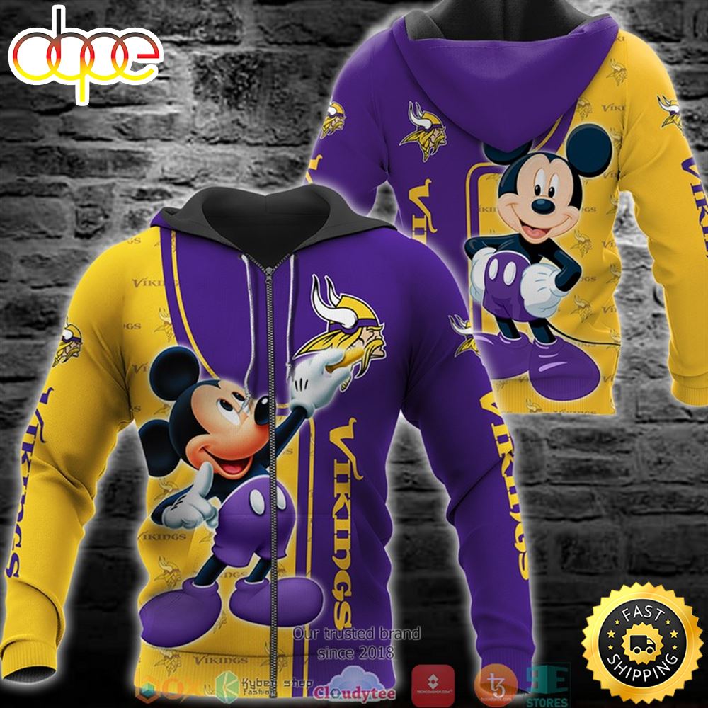 Nfl Minnesota Vikings Mickey Mouse Disney 3d Full Printing Shirt Ewufox