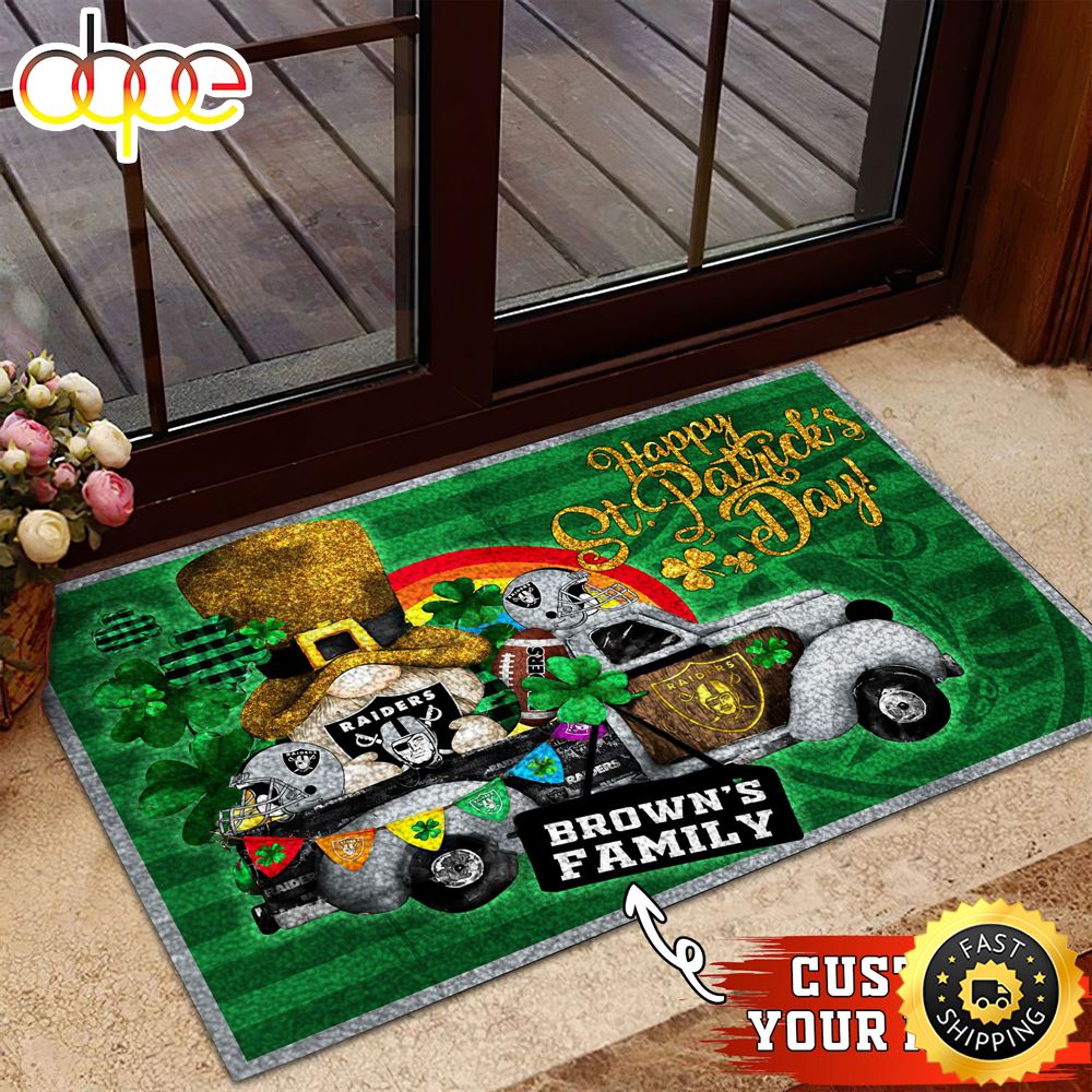 Oakland Raiders NFL Custom Doormat For The Celebration Of Saint Patrick S Day Zbo4fy
