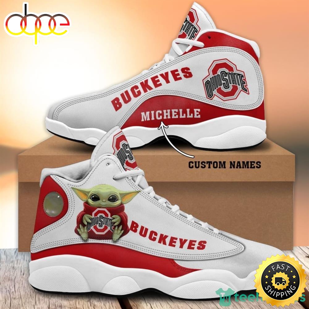 Ohio State Buckeyes Fans Baby Yoda Custom Name Air Jordan 13 Sneaker Shoes S0fsbm