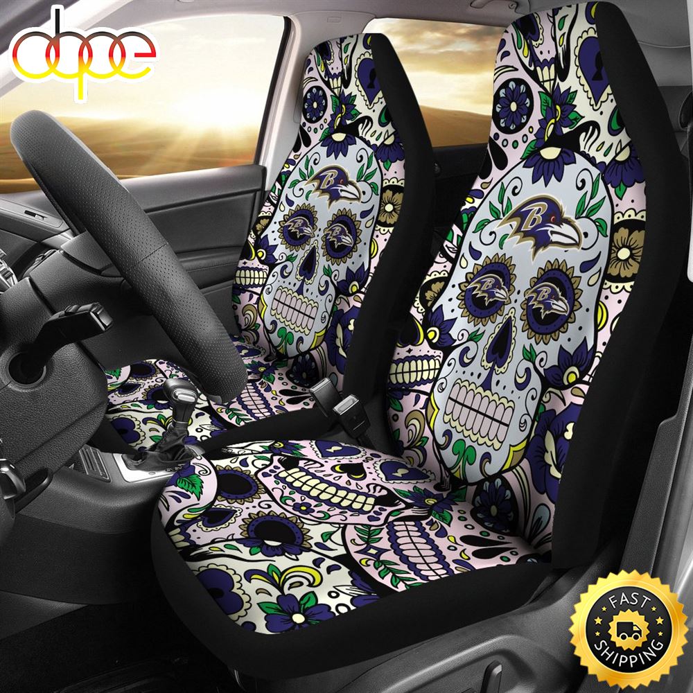 Party Skull Baltimore Ravens Car Seat Covers Afepl4