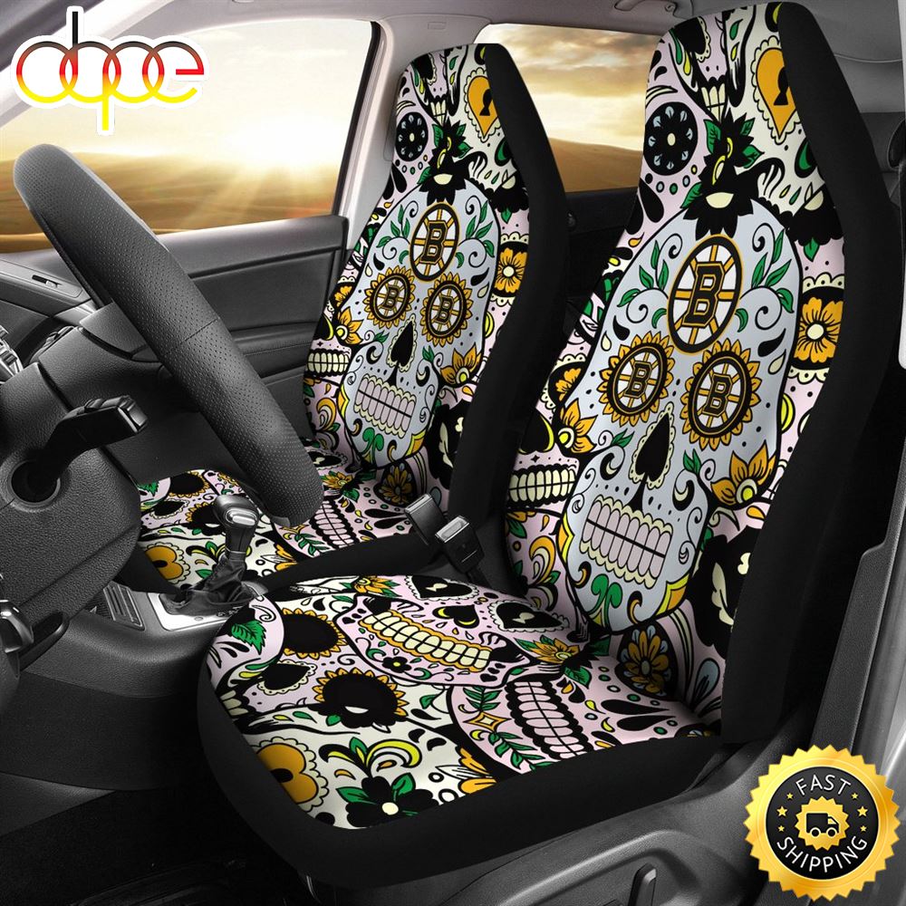 Party Skull Boston Bruins Car Seat Covers Sx1ink