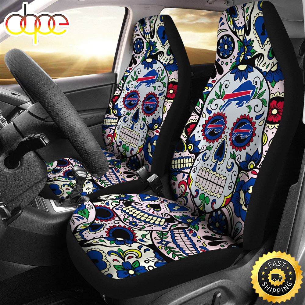 Party Skull Buffalo Bills Car Seat Covers Zmag53