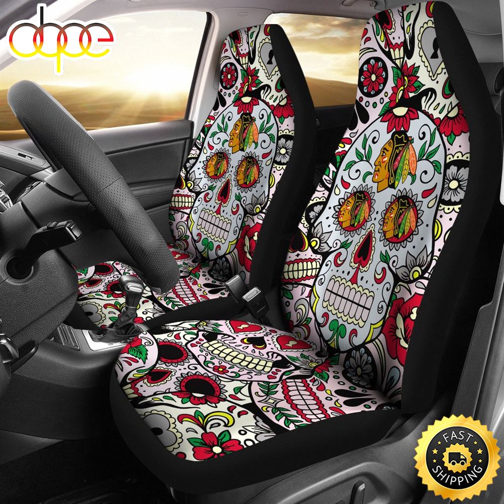 Party Skull Chicago Blackhawks Car Seat Covers Qnh0ia