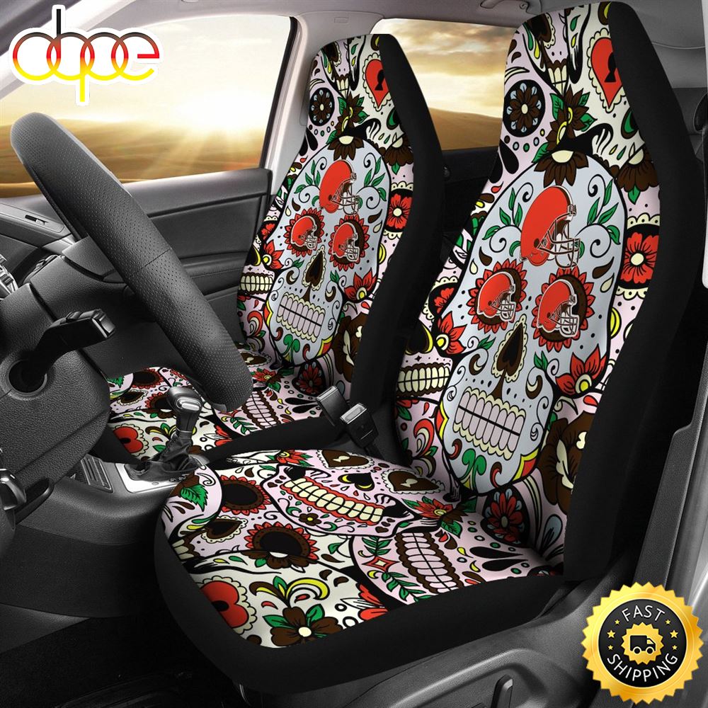 Party Skull Cleveland Browns Car Seat Covers S33hlw